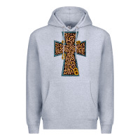 Heather Grey leopard sunflower cross Premium Hoodie - JahusDesignShop