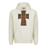Oatmeal Heather leopard sunflower cross Premium Hoodie - JahusDesignShop