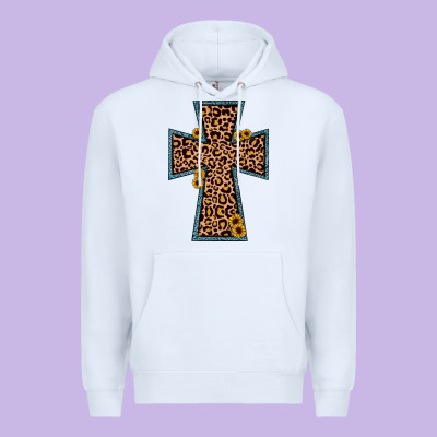Leopard Sunflower Cross Premium Hoodie Designed By Jahusdesignshop