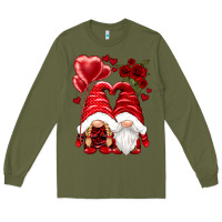 Army Green valentines day gnomies Long Sleeve Tee - NancyCooperArtShop