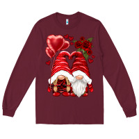 Burgundy valentines day gnomies Long Sleeve Tee - NancyCooperArtShop