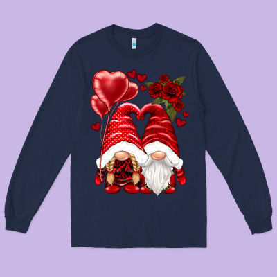 Valentines Day Gnomies Long Sleeve Tee Designed By Nancycooperartshop