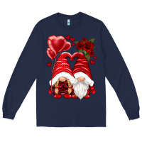 Navy valentines day gnomies Long Sleeve Tee - NancyCooperArtShop