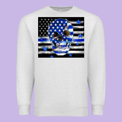 Police Flag Patriotic Skull Premium Sweatshirt Designed By Tumblerdesignbyshophia