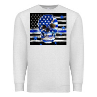 Oatmeal Heather police flag patriotic skull Premium Sweatshirt - TumblerDesignByShophia