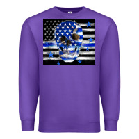 Purple police flag patriotic skull Premium Sweatshirt - TumblerDesignByShophia