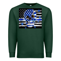 Sports Green police flag patriotic skull Premium Sweatshirt - TumblerDesignByShophia