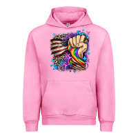 Fuchsia Pink LGBTQ+ and American flag Urban Hoodie - FaDigitalArtStudio