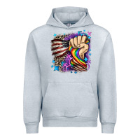 Heather Grey LGBTQ+ and American flag Urban Hoodie - FaDigitalArtStudio