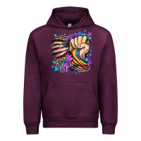 Mauve Wine LGBTQ+ and American flag Urban Hoodie - FaDigitalArtStudio