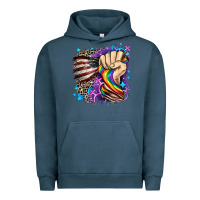 Pigment Midnight Navy LGBTQ+ and American flag Urban Hoodie - FaDigitalArtStudio