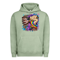 Pigment Oil Green LGBTQ+ and American flag Urban Hoodie - FaDigitalArtStudio