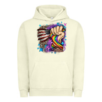 Pigment Pistachio LGBTQ+ and American flag Urban Hoodie - FaDigitalArtStudio
