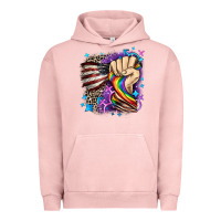 Pigment Salmon LGBTQ+ and American flag Urban Hoodie - FaDigitalArtStudio