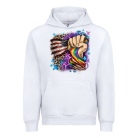 White LGBTQ+ and American flag Urban Hoodie - FaDigitalArtStudio