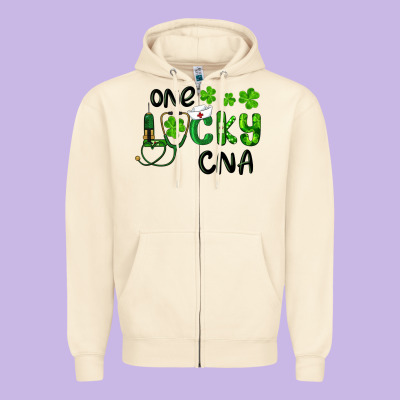 St. Patrick's Day One Lucky Cna Zipper Hoodie Designed By Ranaportraitstore