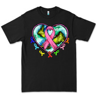 Black heart earth and cancer ribbon Premium Tee - AdoDesignShop