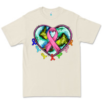 Bone heart earth and cancer ribbon Premium Tee - AdoDesignShop