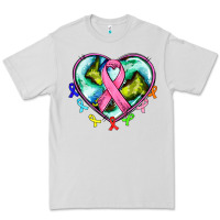 Dove Grey heart earth and cancer ribbon Premium Tee - AdoDesignShop