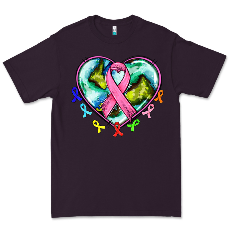 Heart Earth And Cancer Ribbon Premium Tee by AdoDesignShop | Teevron