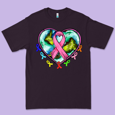 Heart Earth And Cancer Ribbon Premium Tee Designed By Adodesignshop