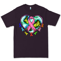 Plum heart earth and cancer ribbon Premium Tee - AdoDesignShop