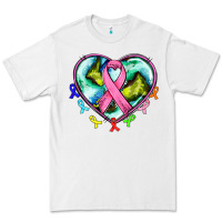 White heart earth and cancer ribbon Premium Tee - AdoDesignShop