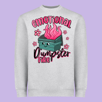 Emotional Dumpster Fire Heavyweight Sweatshirt Designed By Maliassmallbusiness