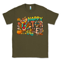 Army Green Happy Turkey Day Classic Tee - CowhideDigitalArt