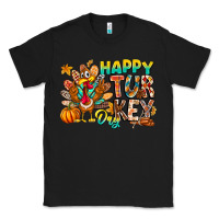 Black Happy Turkey Day Classic Tee - CowhideDigitalArt