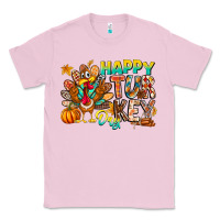 Bubblegum Pink Happy Turkey Day Classic Tee - CowhideDigitalArt