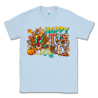 Dusty Blue Happy Turkey Day Classic Tee - CowhideDigitalArt