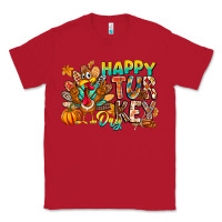 Red Happy Turkey Day Classic Tee - CowhideDigitalArt