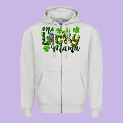 St. Patrick's Day One Lucky Mama Zipper Hoodie Designed By Ranaportraitstore