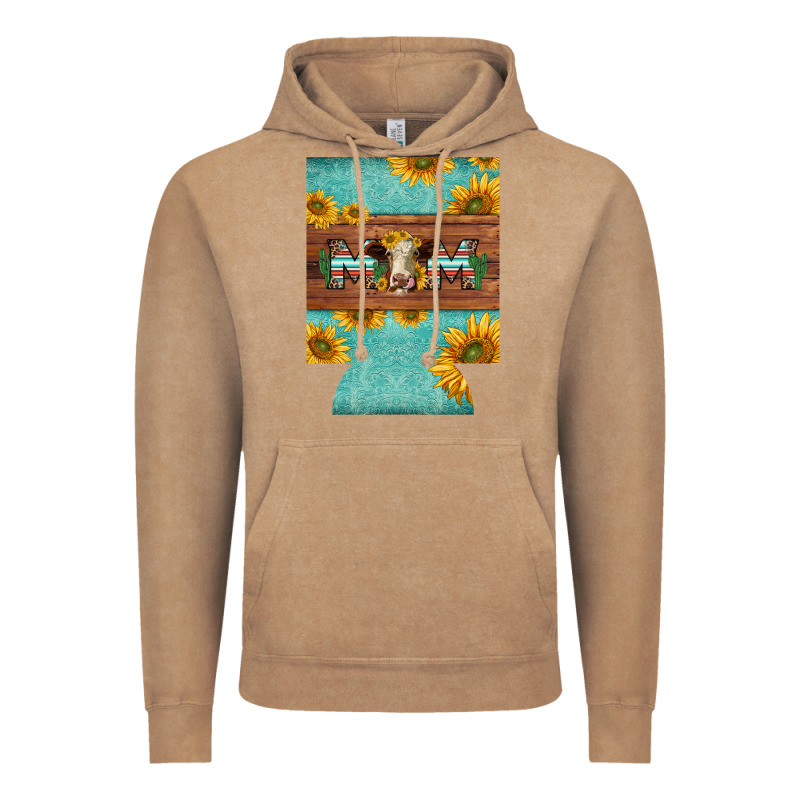 Mom Hereford Cattle Sunflowers On Tooled Leather Regular Can Cooler Vintage Hoodie by BarkalooDesign | Teevron
