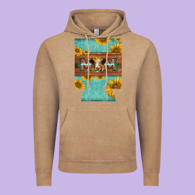 Mom Hereford Cattle Sunflowers On Tooled Leather Regular Can Cooler Vintage Hoodie Designed By Barkaloodesign