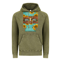Vintage Olive mom hereford cattle sunflowers on tooled leather regular can cooler Vintage Hoodie - BarkalooDesign