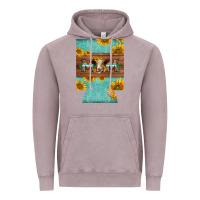 Vintage Zinc mom hereford cattle sunflowers on tooled leather regular can cooler Vintage Hoodie - BarkalooDesign