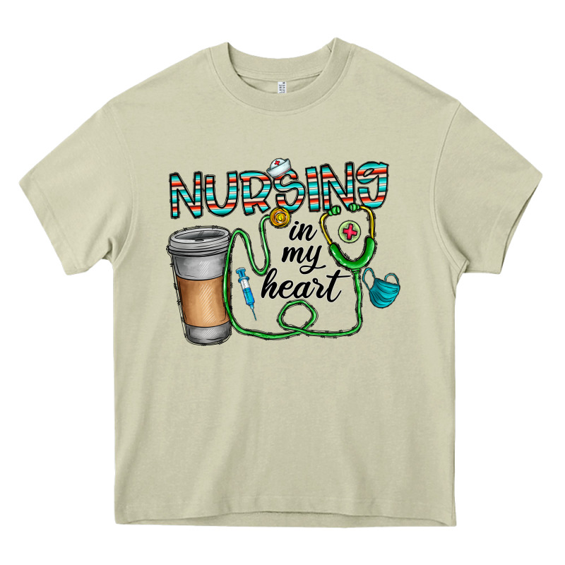 Nursing İn My Heart Heavy Core Tee by CowhideDigitalArt | Teevron