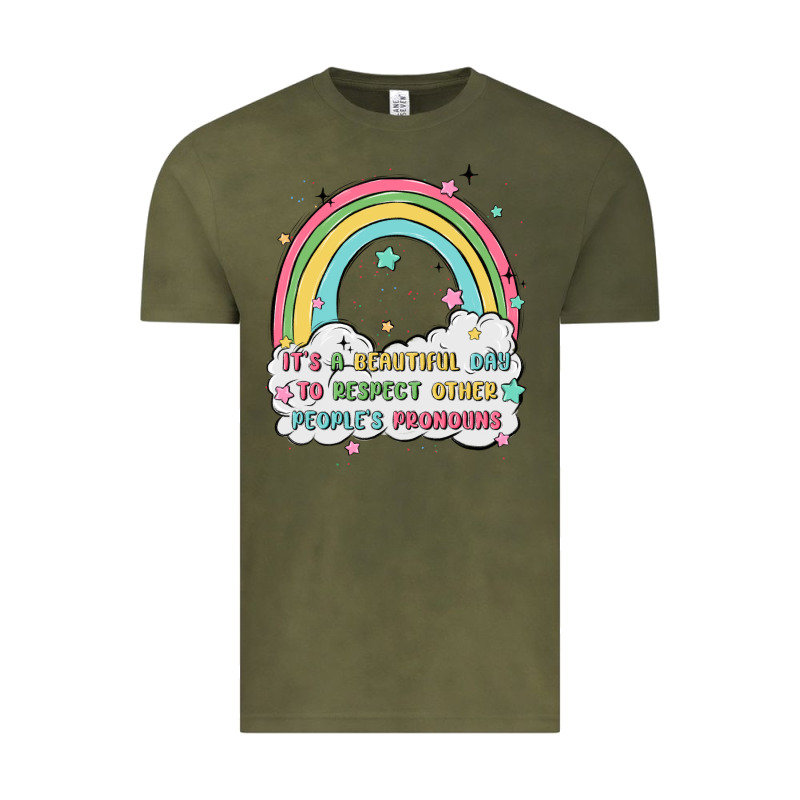 Beautiful Day To Respect Pronouns Vintage Tee by MaliasSmallBusiness | Teevron