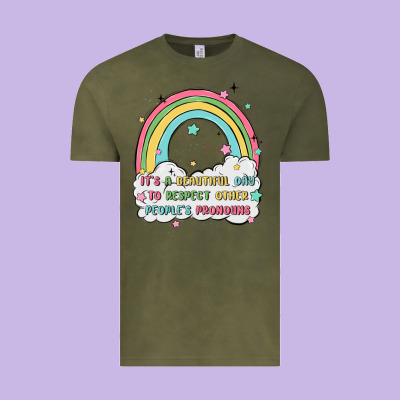 Beautiful Day To Respect Pronouns Vintage Tee Designed By Maliassmallbusiness