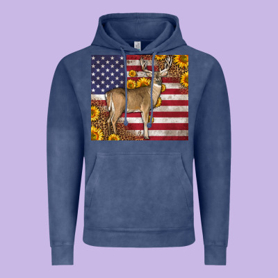 Western American Flag And Deer Vintage Hoodie Designed By Lillyallendesigns