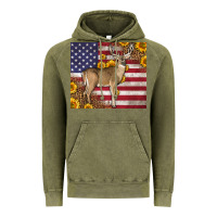 Vintage Olive Western American Flag And Deer Vintage Hoodie - LillyAllenDesigns