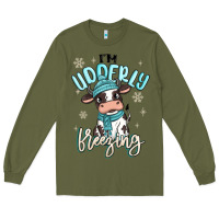 Army Green i'm udderly freezing baby cow Long Sleeve Tee - MaliasSmallBusiness