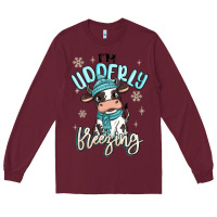 Burgundy i'm udderly freezing baby cow Long Sleeve Tee - MaliasSmallBusiness