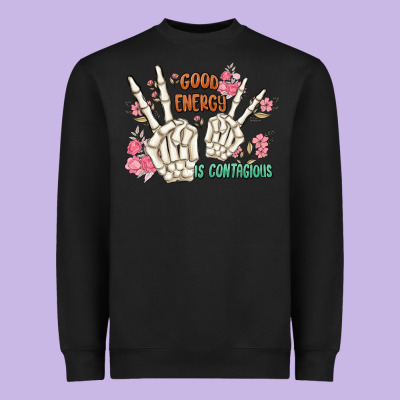 Good Energy Is Contagious Heavyweight Sweatshirt Designed By Maliassmallbusiness