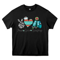 Black peace love nursing Heavy Core Tee - CowhideDigitalArt