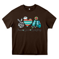 Chocolate Brown peace love nursing Heavy Core Tee - CowhideDigitalArt