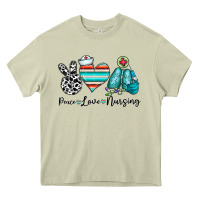 Mossy peace love nursing Heavy Core Tee - CowhideDigitalArt