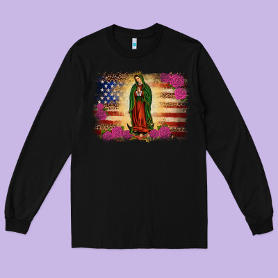 America Our Lady Of Guadalupe Long Sleeve Tee Designed By Jahusdesignshop
